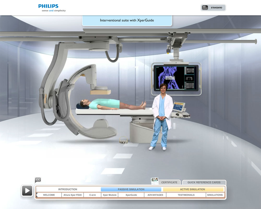 XperGuide Virtual Medical Simulation — interventional suite training environment