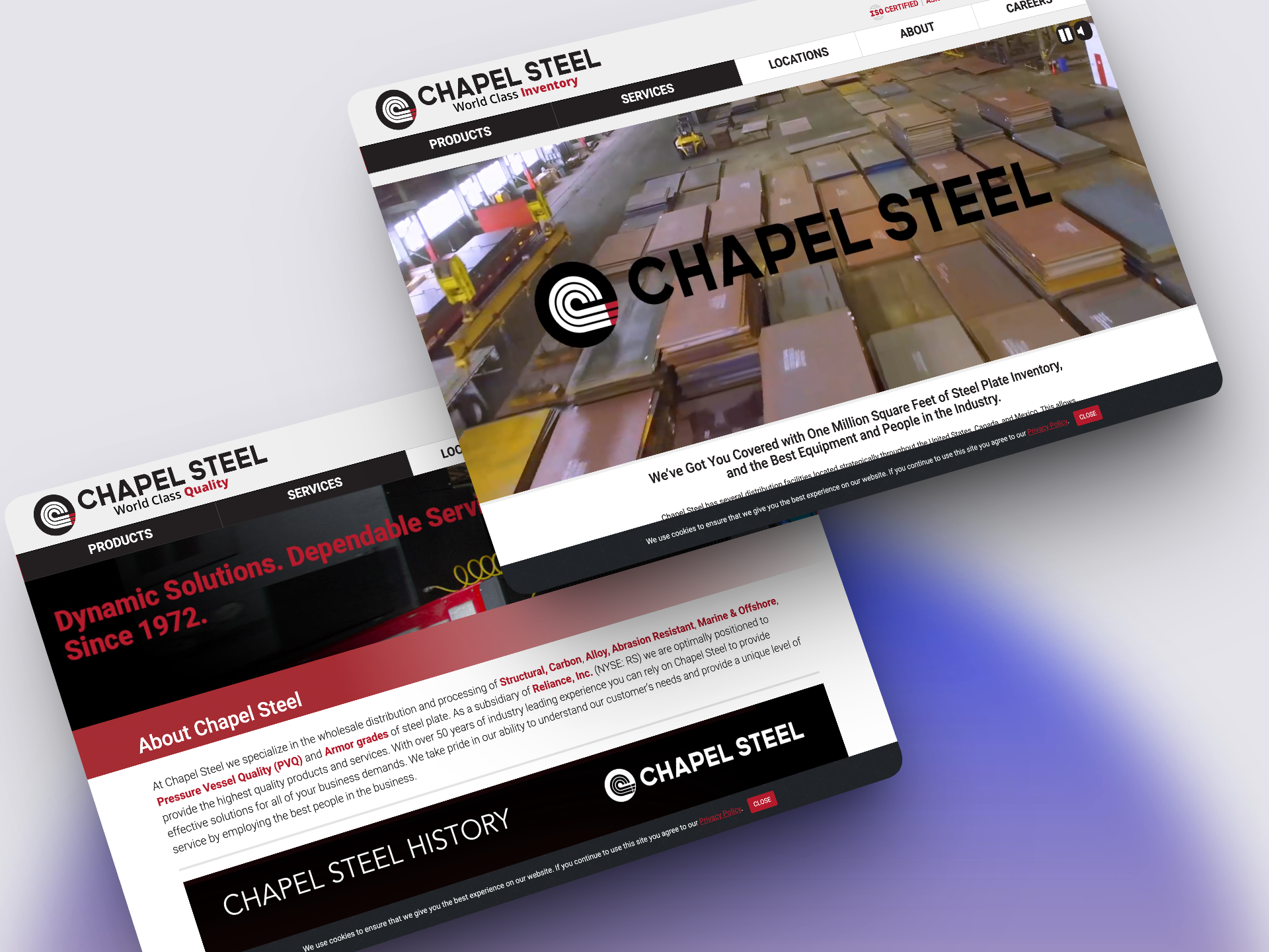 Chapel Steel homepage designed by Dynamic Digital