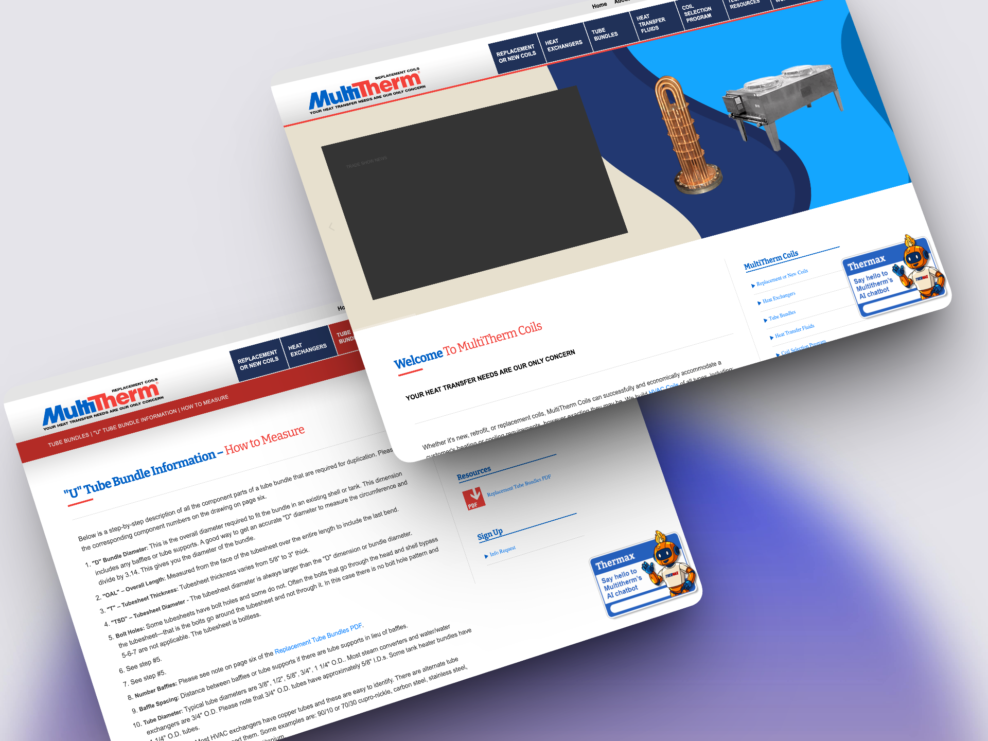 MultiTherm Coils homepage designed by Dynamic Digital